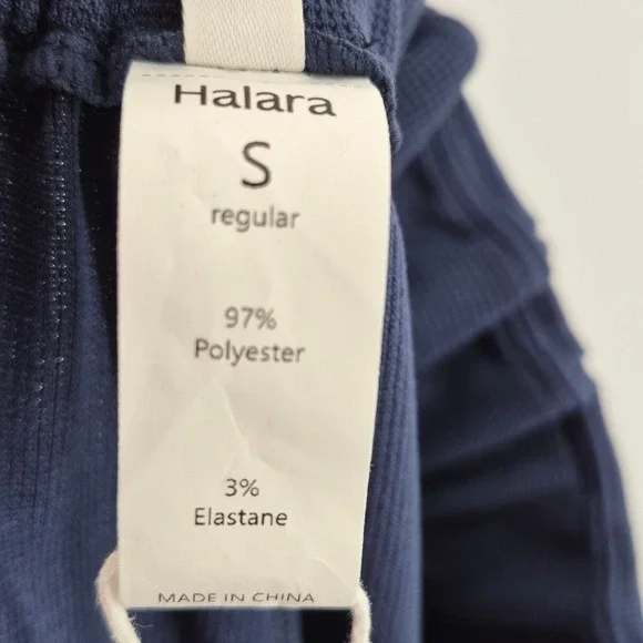 Halara Navy Blue Wide Leg‎ Pleated Athleisure Dress Pants Women's Size S Career - Picture 11 of 15